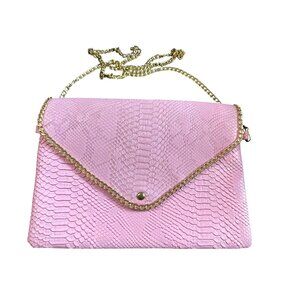 Pink Yoki Snakeskin Envelope Clutch, Shoulder Purse, or Crossbody